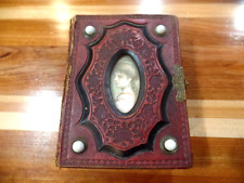 EARLY MID 19TH CENTURY PHOTO ALBUM W. COLOR PHOTO COVER &  28 PHOTOS, 9 TIN TYPE picture