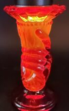 VTG Fenton ? LE Smith ? Hand Holding Liberty Torch Posey Bud Vase Amberina picture