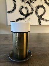 Starbucks 2015 Ceramic - Gold Stainless Steel Double Wall Travel Tumbler picture