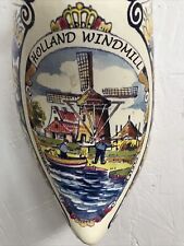 Vintage Holland Windmill Wood Dutch Clog Shoe Hand Carved Painted Wall Decor picture