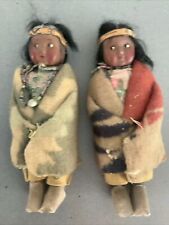 2 Vintage Skookum Bully Good Indian Native American Dolls  6.5