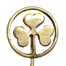 Ireland Olympic Game Gold-Tone 3 leaf Clover Hat Stick Pin Lapel Pinback Vtg HTF picture