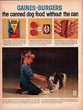Gaines Burgers Dog Food without Can Girl Feeding Dog 1965 Vintage Print Ad-C-21 picture