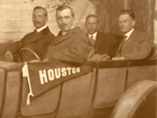 C.1910 RPPC HOUSTON, TX, STUDIO CAR PROP PENNANT 4 MEN REAL PHOTO Postcard P33D picture