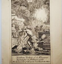 Original Christian Bible engraving 17th century print English flames antique picture