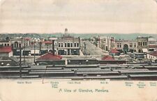 Birdseye View Glendive Montana MT Train Tracks c1910 Postcard picture