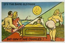Same Old Moon. Funny Vintage Postcard. Woman’s Butt Gets Bigger. picture