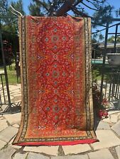 Gorgeous Antique French 19thc Heavy Cotton Red Medallion Curtain/Drape/Panel picture