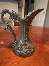 Vintage Italian Brass Floral Vase Pitcher Made in Italy Ornate picture