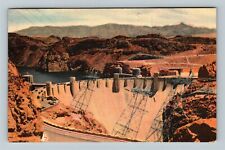 NV-Nevada, Aerial Hoover Dam, Lake Mead Union Pacific RR, Vintage Postcard picture