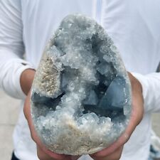 3.2LB Natural Beautiful Blue Celestite Crystal Geode Cave Mineral Specimen picture