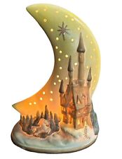 Vintage Lamp 1993 Mythical Magical Crescent Moon Unicorn & Castle Night Light picture