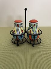 Hand Painted Mexican Pottery Talavera Style Salt And Pepper Shakers picture