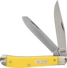 Schrade Old Timer Knife 94Oty Yellow Trapper Smooth Yellow Delrin Handles picture