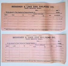 1909 Bessemer & Lake Erie Railroad Train Register Memo picture