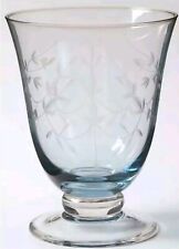 Lenox HEATHER BLUE Double Old Fashioned Footed Glass * Floral Etched * MINT COND picture
