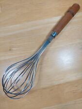 Vintage Wood Handle Balloon Whisk 1970's Bonny Japan Stainless Steel picture