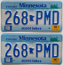Minnesota 1998 Canoe Lake Scene License Plate Pair 268 PMD Unused New Old Stock picture
