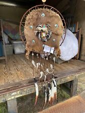 Large Native American Beaver Pelt Dream catcher With Kachina Doll picture