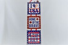  I Love USA Home of the Brave 4th of July 3 Tiered Hanging Indoor Outdoor 18x5.2 picture