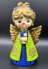 VTG Holt Howard7 3/4 Christmas Chalkware Angel Girl with Bird Mid-Century picture