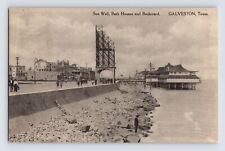 Postcard Texas Galveston TX Sea Wall Bath House Boulevard 1916 Posted Divided picture