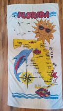 Vintage FLORIDA Souvenir Map Beach Towel Terry Towel picture