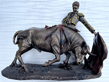 Vintage Spanish Matador / Bull Fighter + Bull Hand Painted Heavy Resin picture