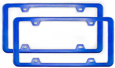 2Pcs Stainless Steel License Plate Frames, Blue License Plate Cover Tag Holder w picture
