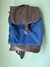 DISNEY VACATION CLUB MEMBER BACKPACK BAG WITH BLUE CANVAS AND BROWN FAUX LEATHER picture