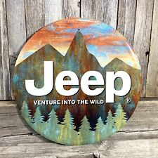Jeep Mountains Metal Tin Sign Round 12