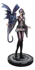 Fantasy Dragon Trainer Warrior Fairy Princess With Young Dragonling Figurine picture