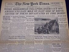 1945 MAR 11 NEW YORK TIMES - WESEL BRIDGEHEAD COLLAPSES, ENEMY CUTOFF - NT 383 picture