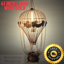 41-Inch Rustic VINTAGE PENDANT LIGHTING Metal Hot Air Balloon Replica Home Decor picture