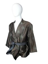 Jim Thompson Kimono Unisex One Size Fits Most Brown & Blue Short Belted picture