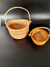 Vintage Lot of Two Nantucket Style Swing-Handle Baskets, Very Well Crafted picture