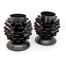 Place and Time Pinecone Candle Holder Set Votive Metal Brown Gold 2021 Forest picture