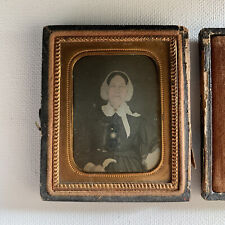 Antique Cased Daguerreotype Leather Case Beautiful Mature Woman Grandma Tinted picture