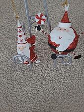 2 Whimsical Glitter Santa Ornaments picture