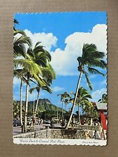 Postcard Waikiki Beach Hawaii Honolulu Oahu Kalakaua Ave Diamond Head Vintage PC picture