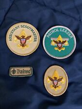 LOT of 4 BSA Patches:  ASSISTANT SCOUTMASTER, PATROL LEADER, Trained, Tenderfoot picture