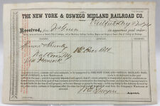1874 The New York Oswego Midland Railroad Company (NY&OM) Contract Receipt picture