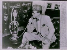 LG794 1954 Wire Photo DR ROBERT H KERR Courtland NY Mayor Smokes Hookah Pipe picture