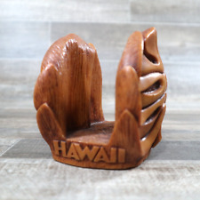 VTG Cocojoe's Hapa-Wood Napkin Letter Holder Monstera Leaf Tiki Bar Hawaii Brown picture