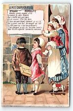 c1880 LITTLE RED RIDING HOOD BIG BAD WOLF FRENCH VICTORIAN TRADE CARD Z4127 picture