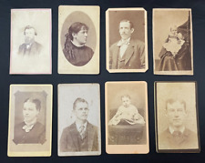 ANTIQUE CDV PHOTO 8-PC LOT LADIES GENTS CHILDREN 1890s MA WI NH GOOD picture