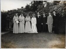 Wedding Day Photograph 1930s Fashion Bouquet Outdoors 3 x 4 picture