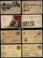 1897-99 HUNGARY four PICTORIAL Coloured Postal Stationery Cards, one to USA picture