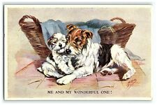 1907-15 Mabel Gear Terrier Postcard Me & My Wonderful One Basket Valentine Dogs picture