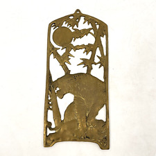 Vintage Tiger genuine Solid Brass Hanging Wall/Door Decor Plaque Bamboo 11